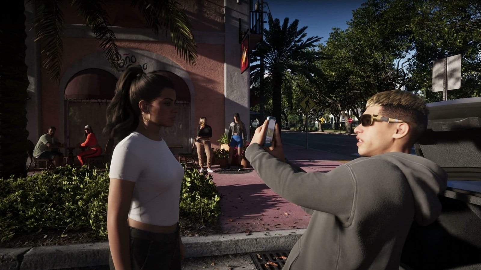 A character using the in-game phone in GTA 6