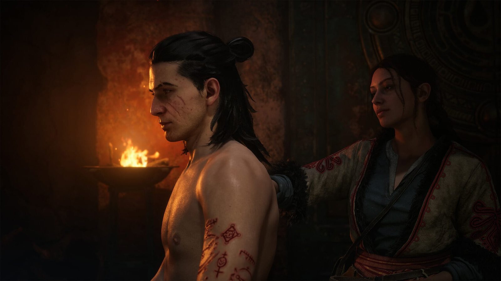 The Blood of Dawnwalker — Coen and Anca by firelight