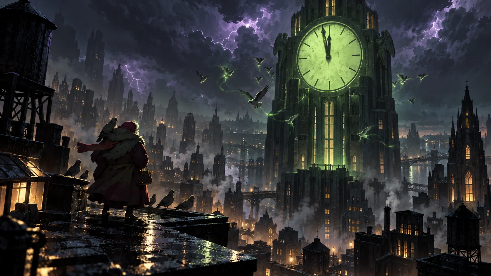 A green-glowing clock tower over the Deadlock city as Ranked Season 1 nears its end